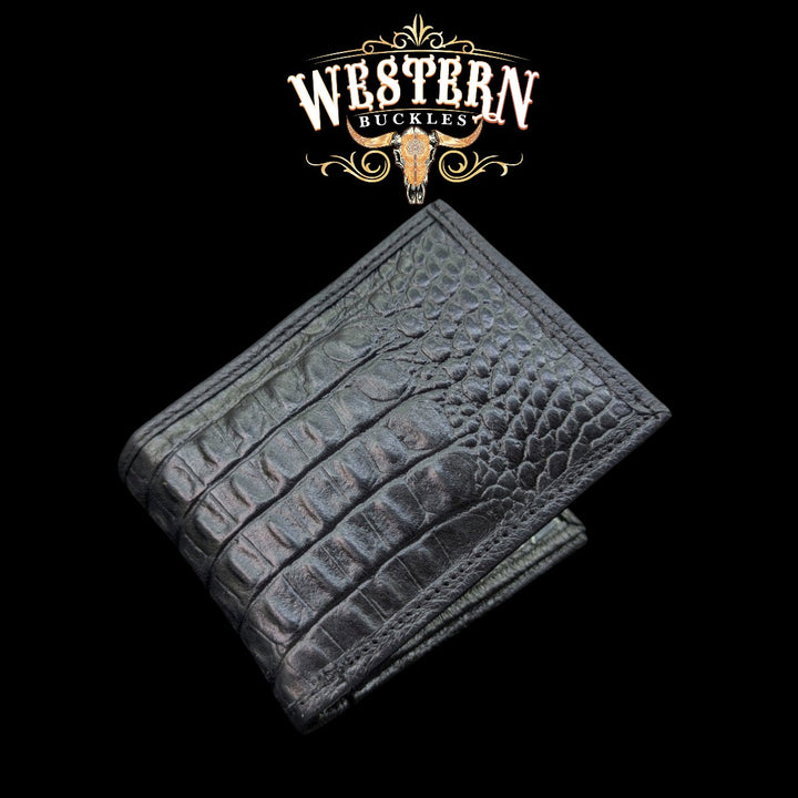Synthetic Leather Ebony Cocodrile Wallet-The Western Buckles