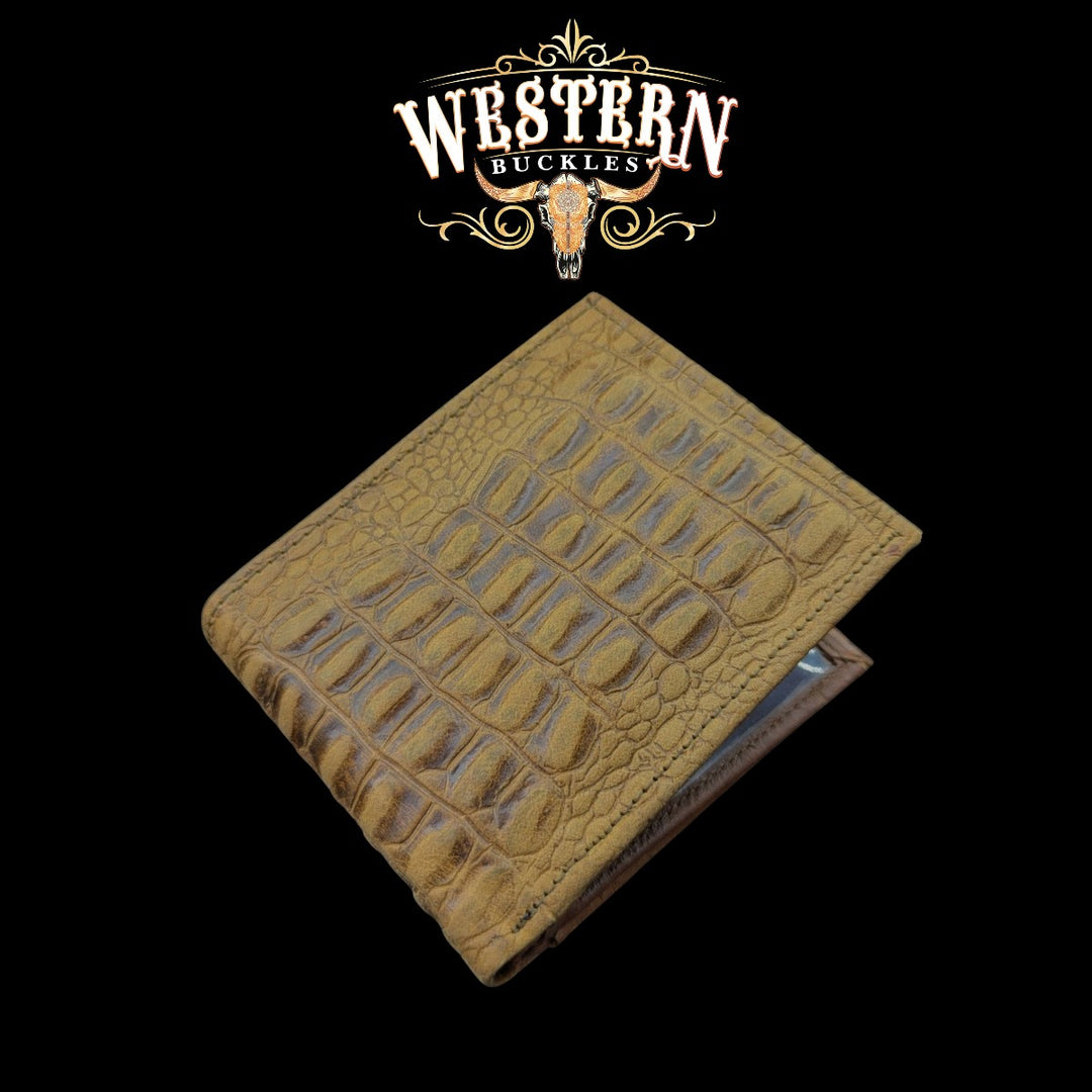 Synthetic Leather Light Brown Cocodrile Wallet-The Western Buckles
