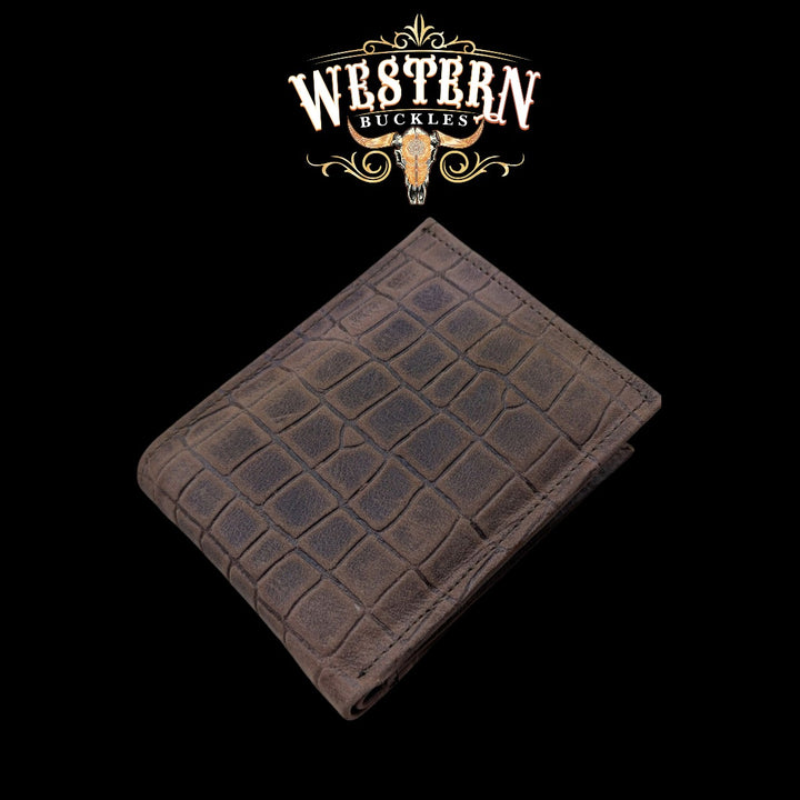 Synthetic Leather Mocha Brown Cocodrile Wallet-The Western Buckles
