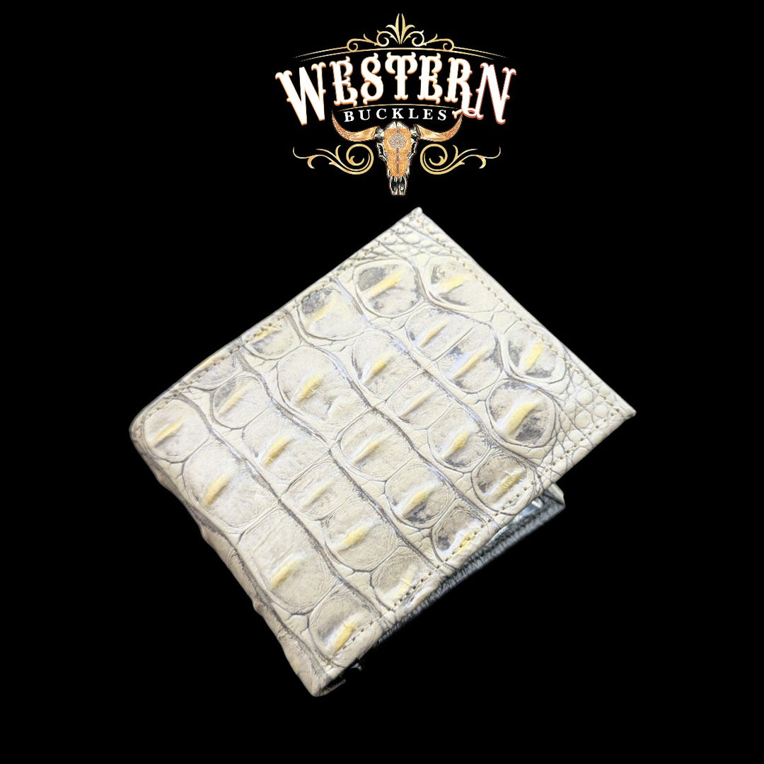 Synthetic Leather Light Beige Cocodrile Wallet-The Western Buckles