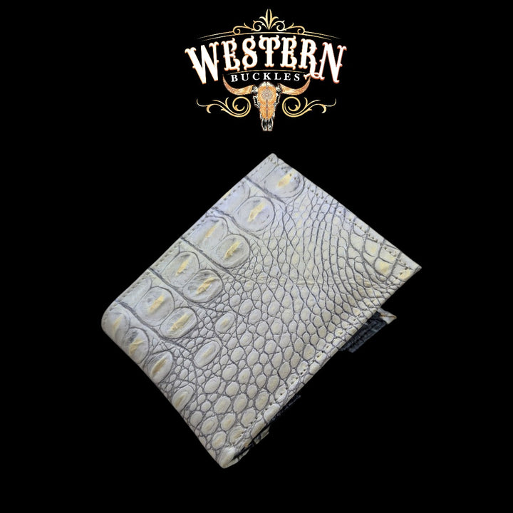 Synthetic Leather Nude Beige Cocodrile Wallet-The Western Bukles