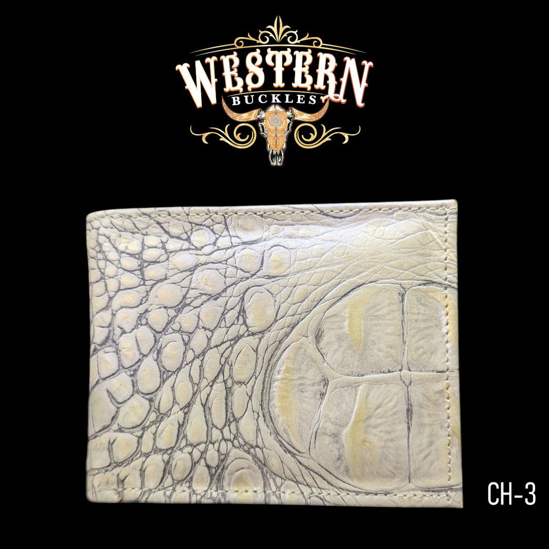 Synthetic Leather Beige Cocodrile Wallet-The Western Buckles