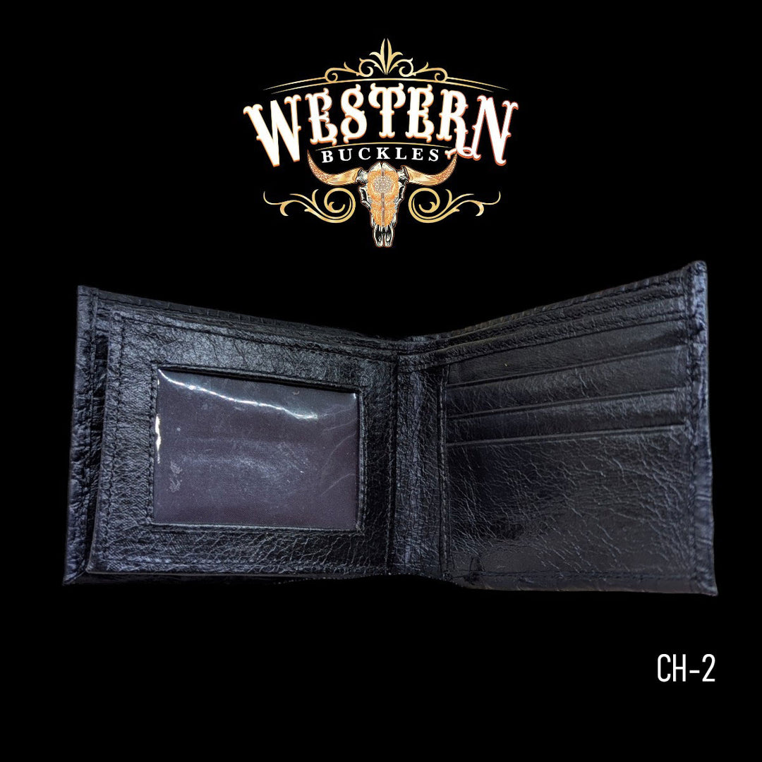 Synthetic Leather Black Cocodrile Wallet-The Western Bukles