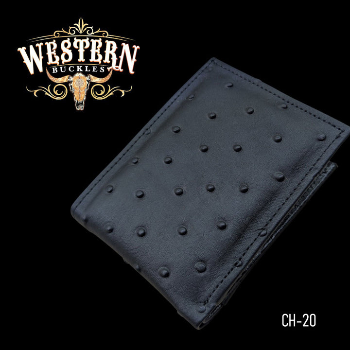 Synthetic Leather Black Ostrich Wallet-The Western Buckles