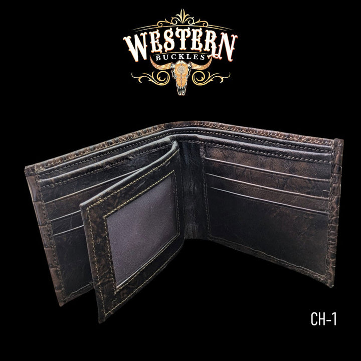 Synthetic Leather Brown Cocodrile Wallet-The Western Buckles