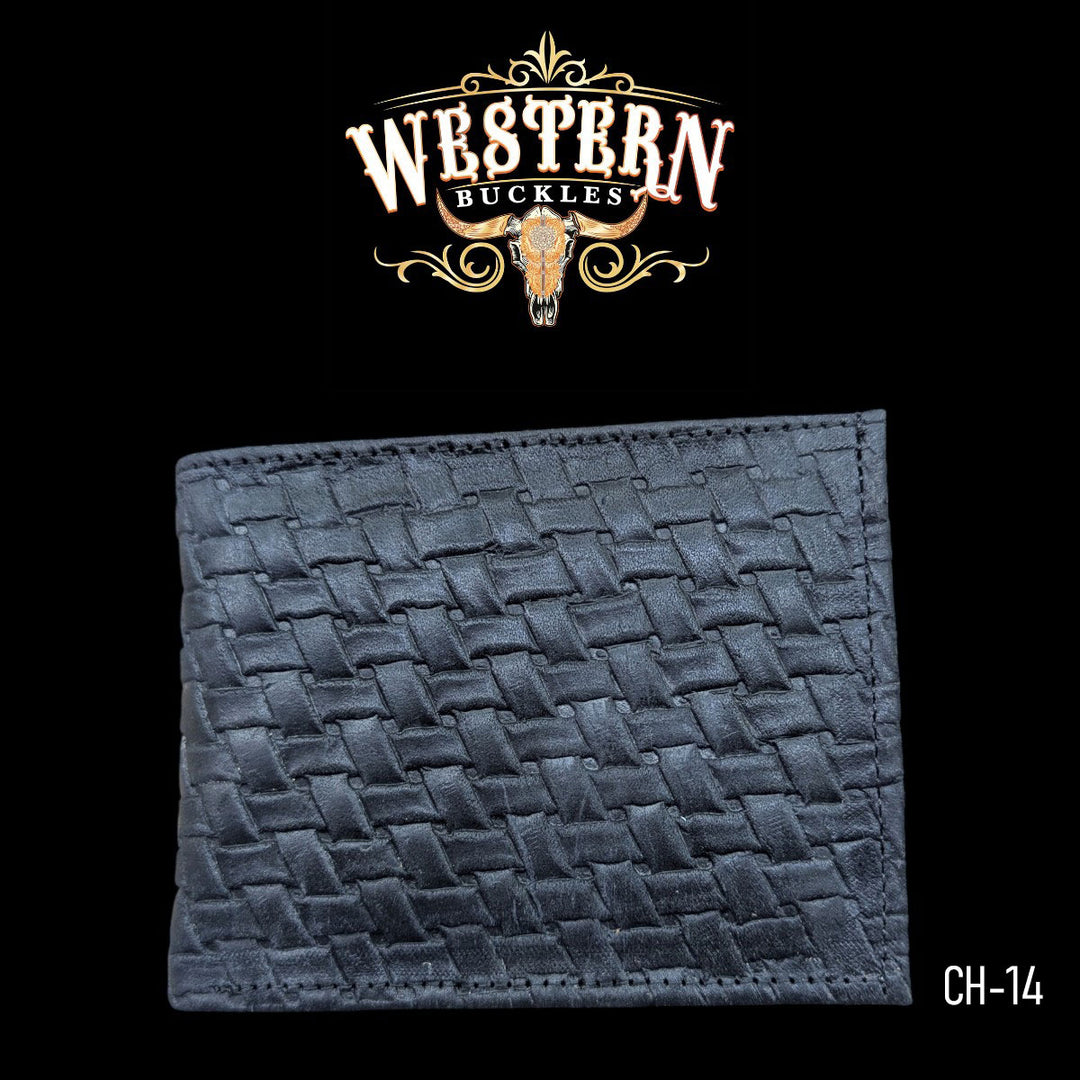 Synthetic Leather Carbon Black Cocodrile Wallet-The Western Buckles