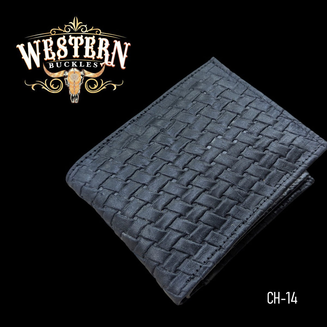 Synthetic Leather Carbon Black Cocodrile Wallet-The Western Buckles