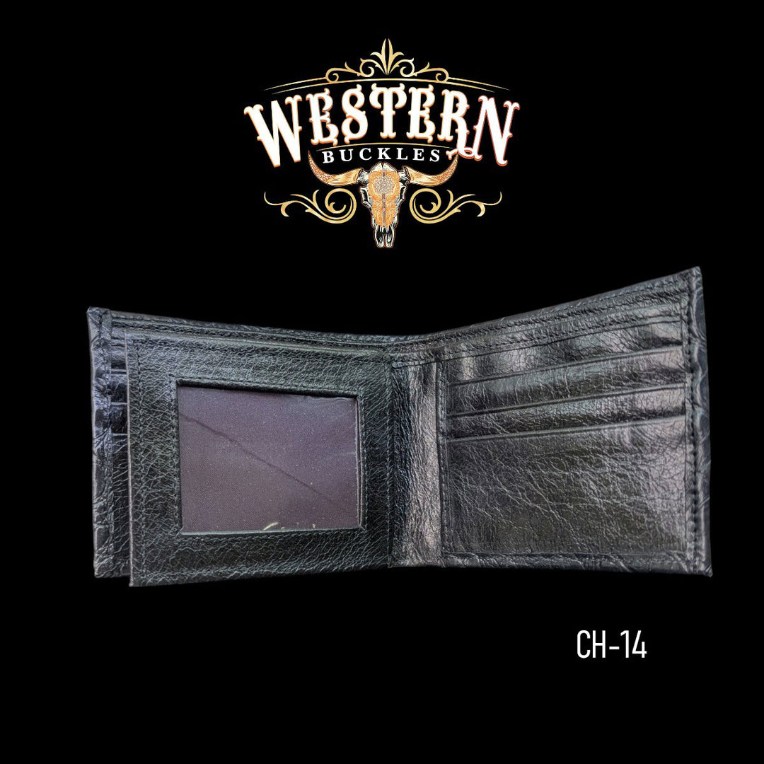 Synthetic Leather Carbon Black Cocodrile Wallet-The Western Buckles