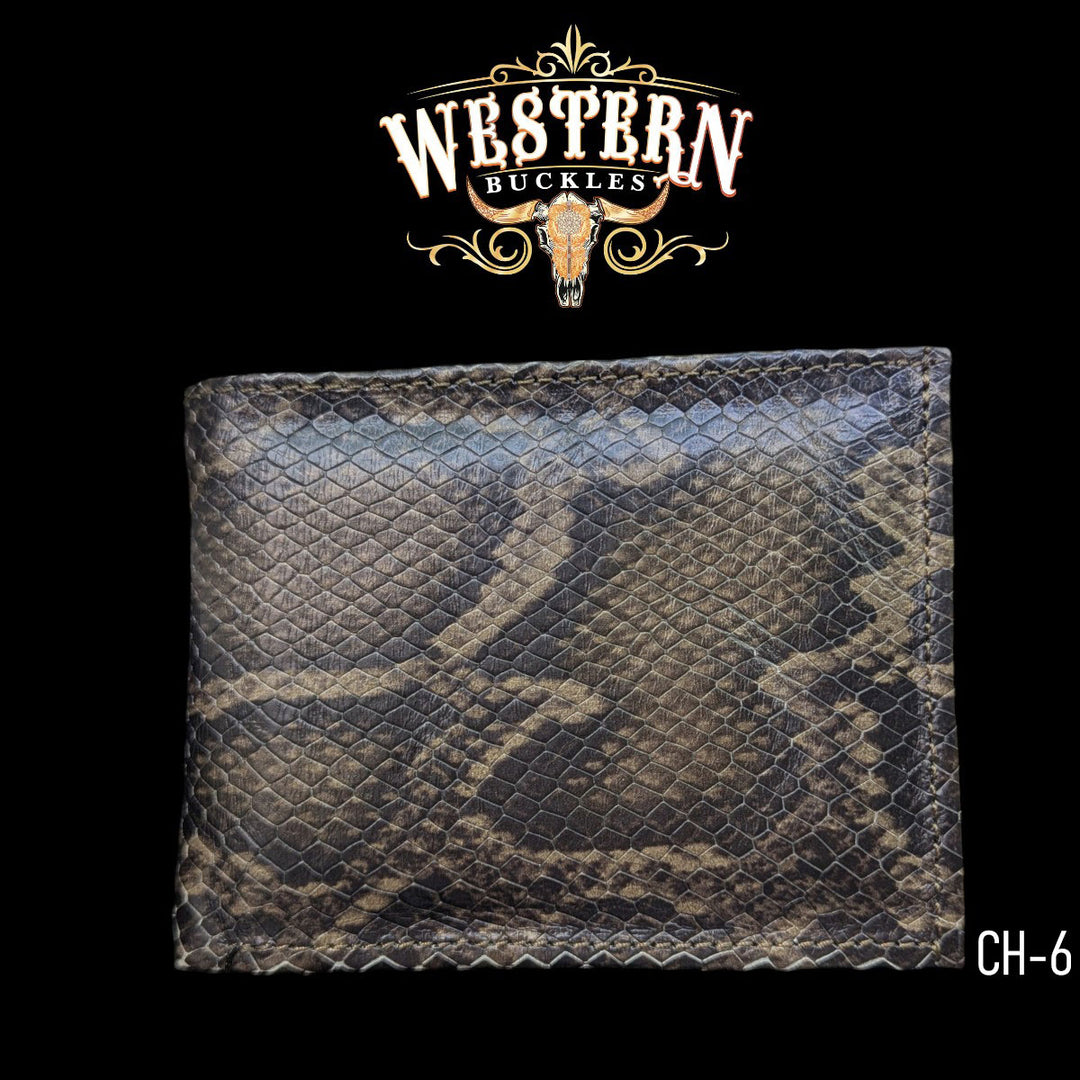 Synthetic Leather Chestnut Snake Wallet-The Western Buckles