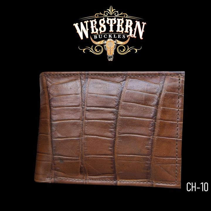 Synthetic Leather Copper Brown Cocodrile Wallet-The Western Buckles