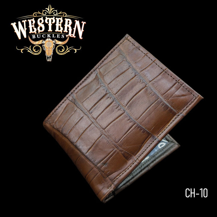 Synthetic Leather Copper Brown Cocodrile Wallet-The Western Buckles