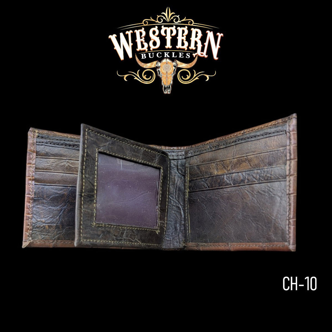 Synthetic Leather Copper Brown Cocodrile Wallet-The Western Buckles