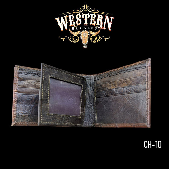 Synthetic Leather Copper Brown Cocodrile Wallet-The Western Buckles