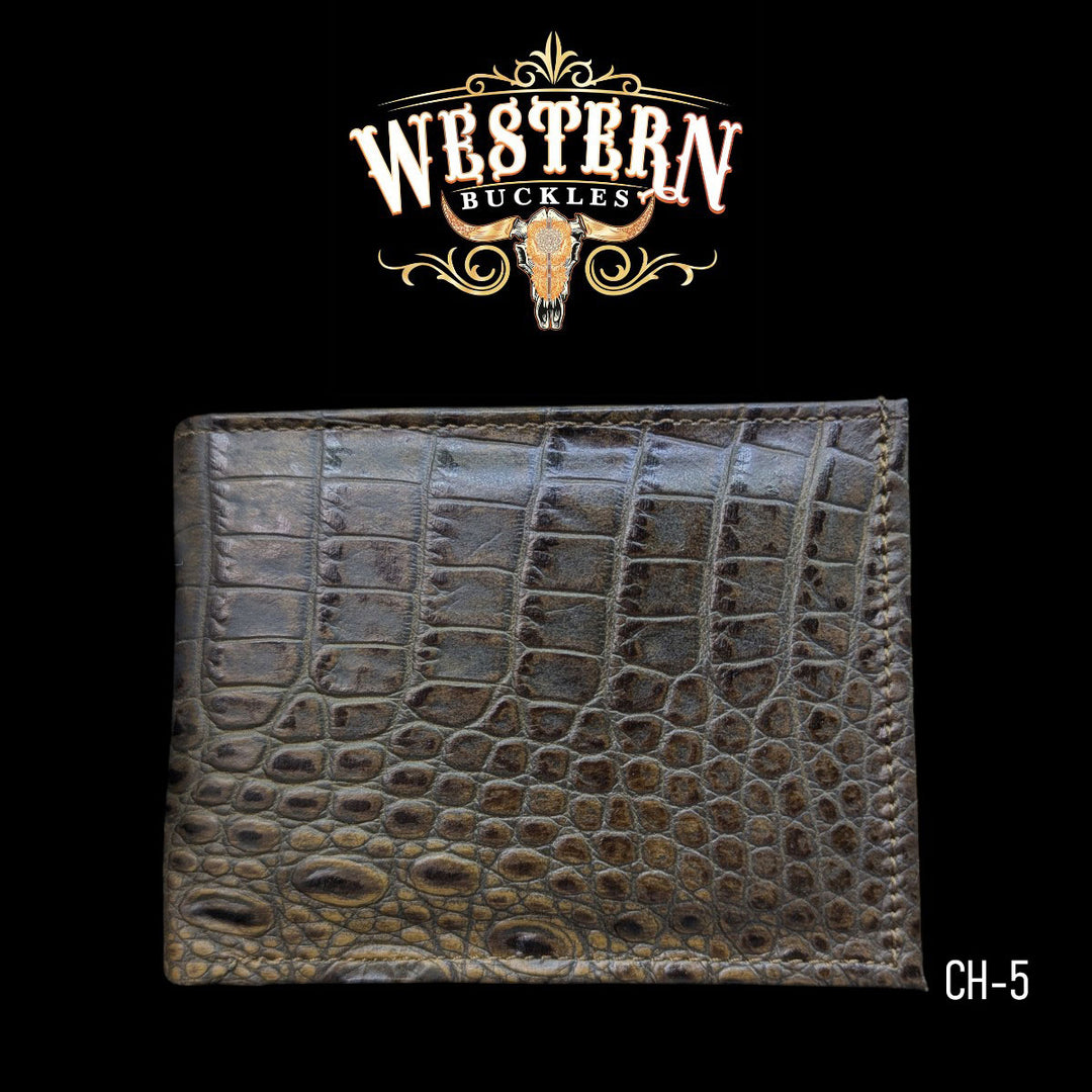 Synthetic Leather Espresso Cocodrile Wallet-The Western Buckles