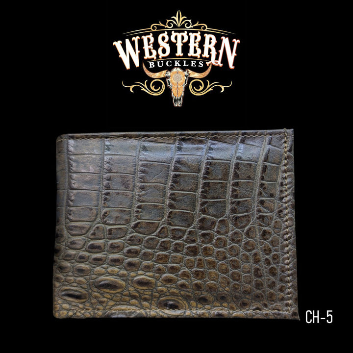 Synthetic Leather Espresso Cocodrile Wallet-The Western Buckles