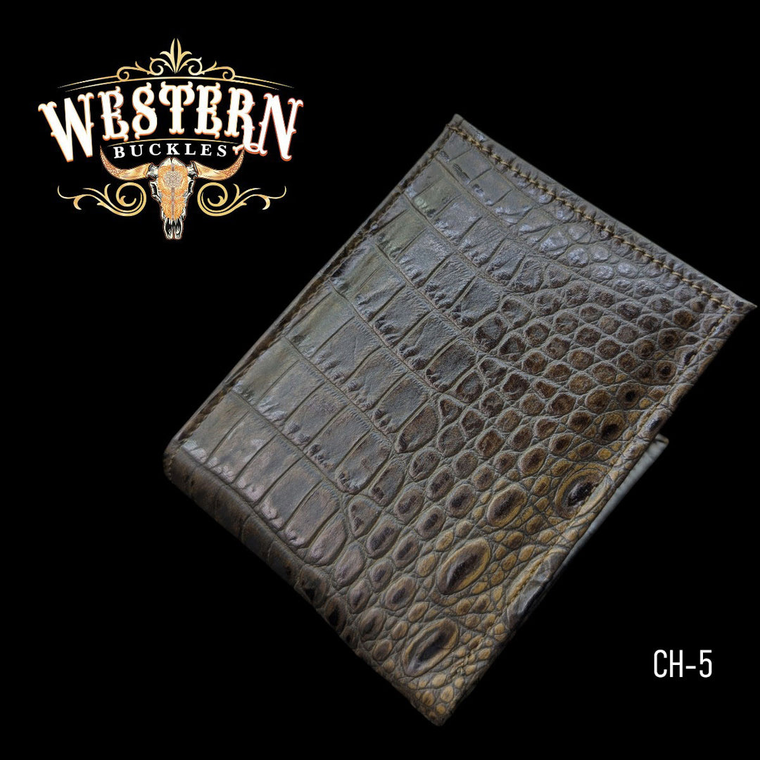 Synthetic Leather Espresso Cocodrile Wallet-The Western Buckles