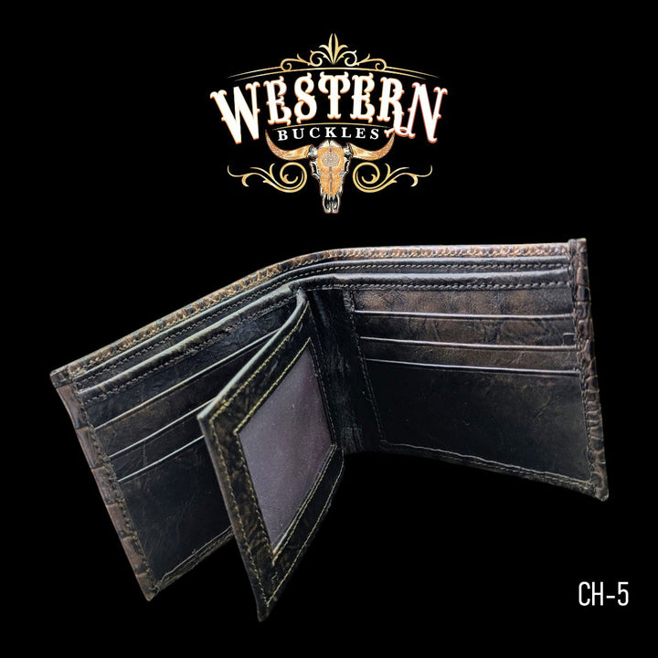 Synthetic Leather Espresso Cocodrile Wallet-The Western Buckles