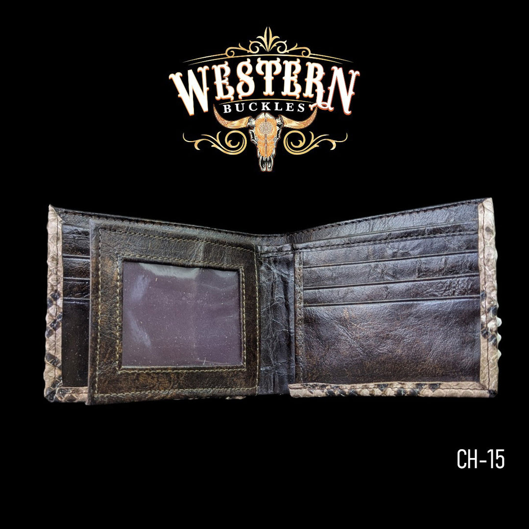 Synthetic Leather Ivory Beige Snake Wallet-The Western Buckles