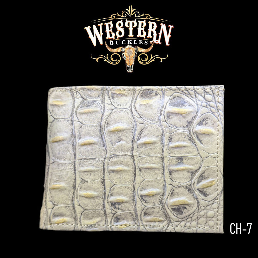 Synthetic Leather Light Beige Cocodrile Wallet-The Western Buckles