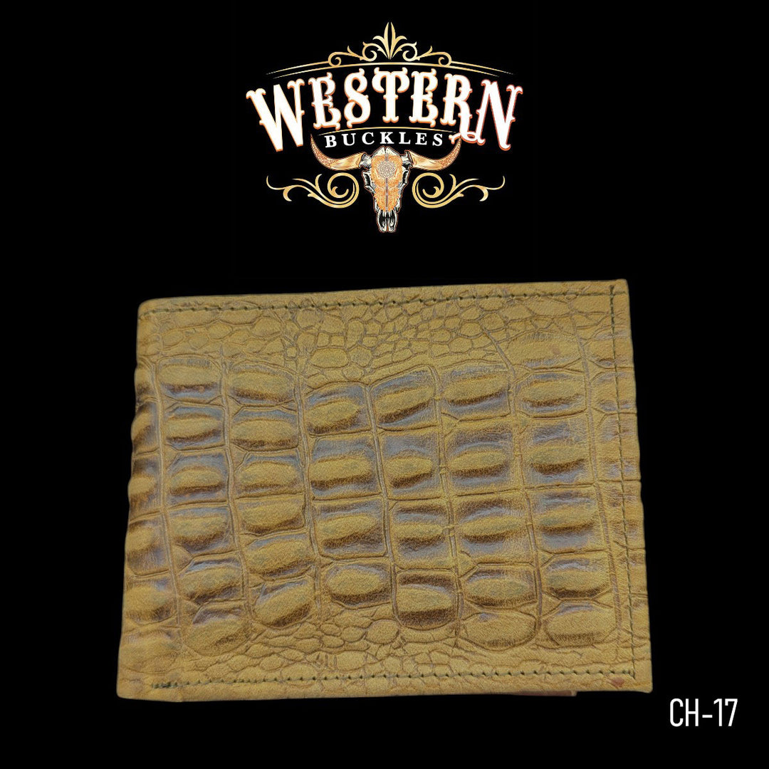 Synthetic Leather Light Brown Cocodrile Wallet-The Western Buckles