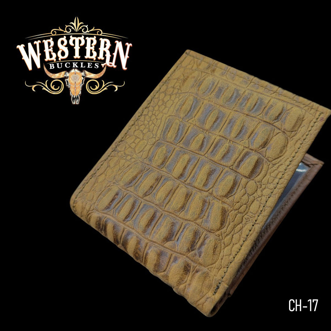 Synthetic Leather Light Brown Cocodrile Wallet-The Western Buckles