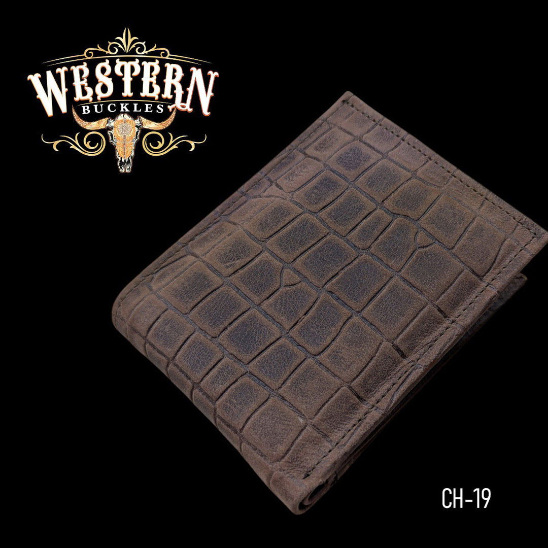 Synthetic Leather Mocha Brown Cocodrile Wallet-The Western Buckles