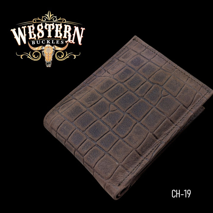 Synthetic Leather Mocha Brown Cocodrile Wallet-The Western Buckles