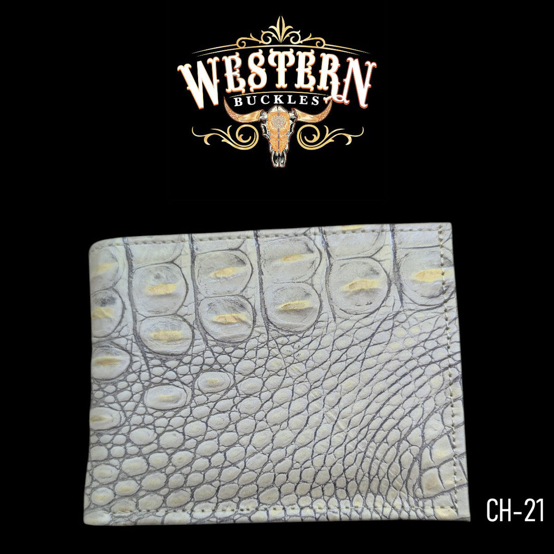 Synthetic Leather Nude Beige Cocodrile Wallet-The Western Buckles