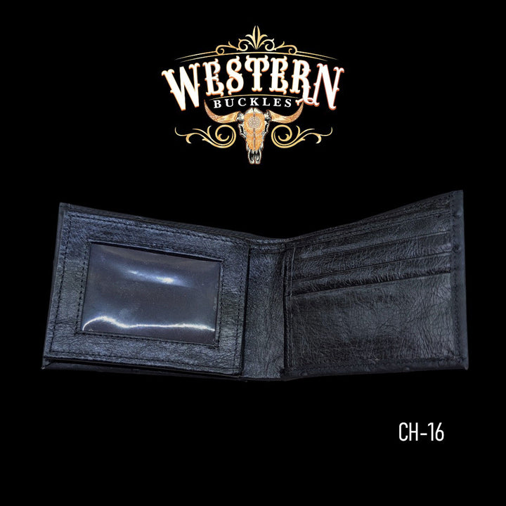 Synthetic Leather Satin Black Cocodrile Wallet-The Western Buckles