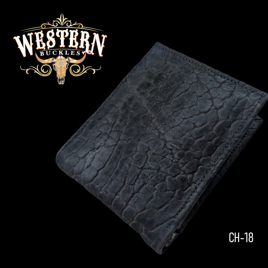 Synthetic Leather Shadow Black Cocodrile Wallet-The Western Buckles