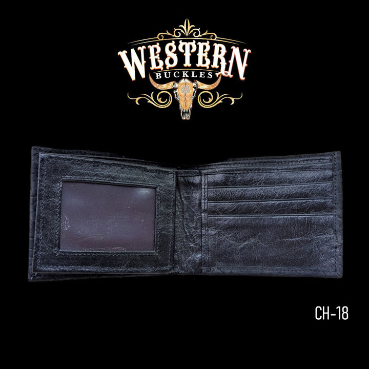 Synthetic Leather Shadow Black Cocodrile Wallet-The Western Buckles
