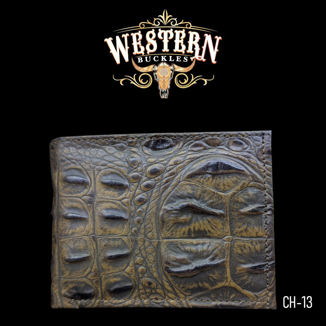 Synthetic Leather Tobacco Brown Cocodrile Wallet-The Western Buckles