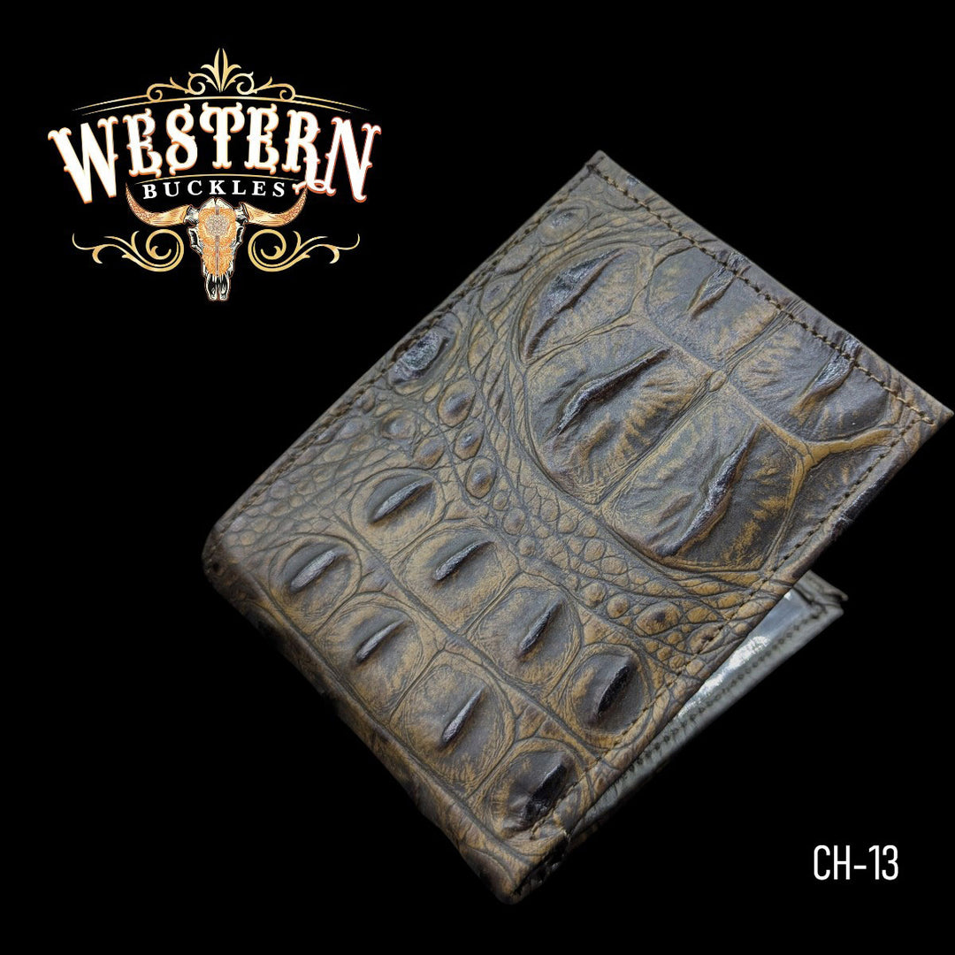 Synthetic Leather Tobacco Brown Cocodrile Wallet-The Western Buckles