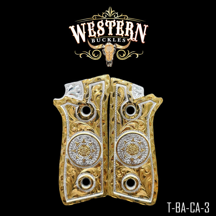 Taurus Aztec Calendar Gun Grips — Hand-Engraved | Handcrafted by Western Buckles | SKU T-BA-CA-3