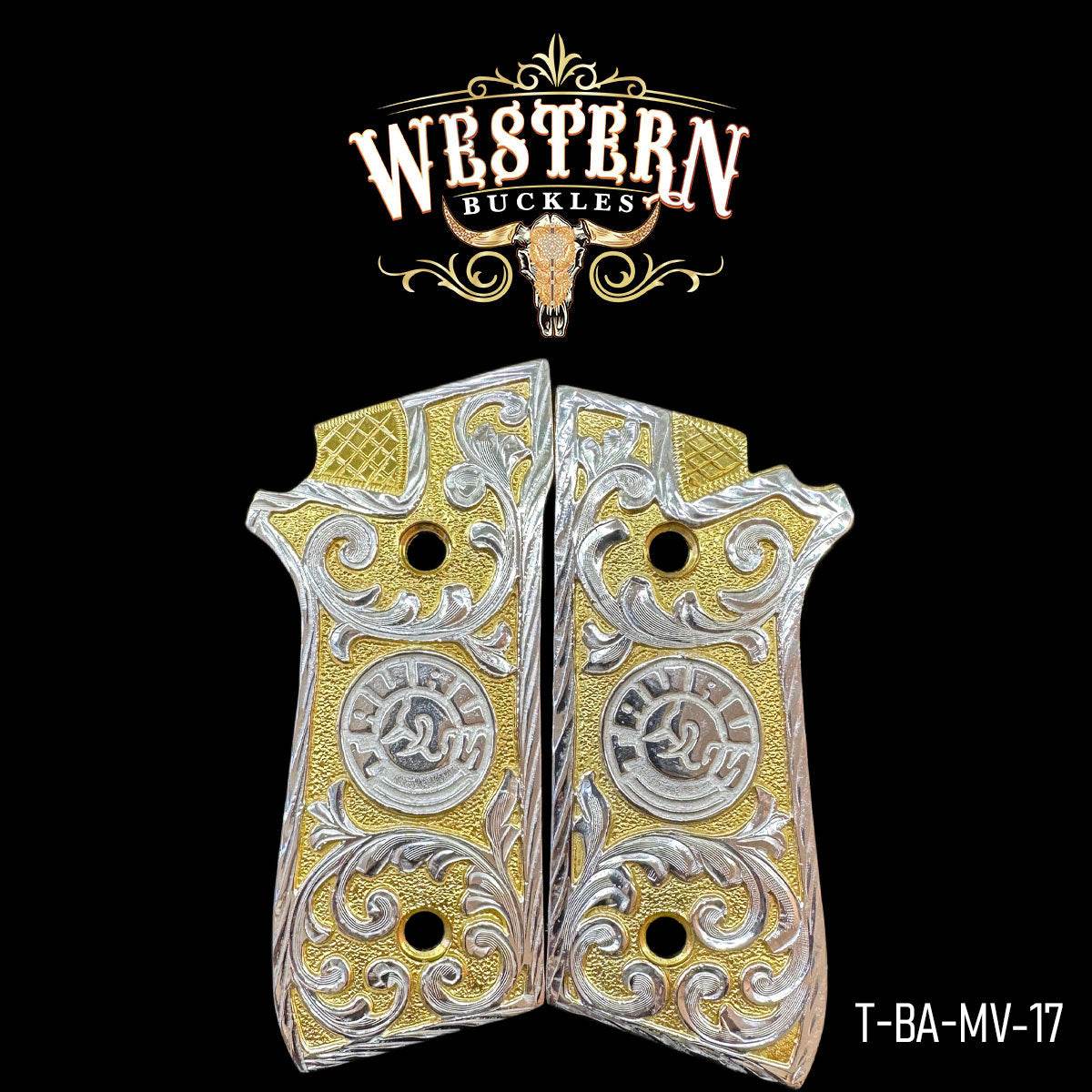 Cacha Taurus Rameado Oro y Plata - Western Buckles