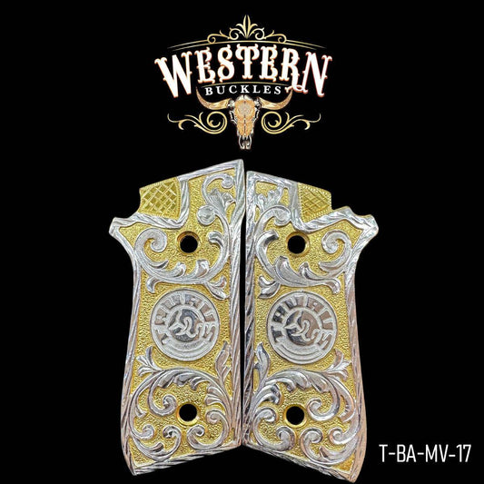 Cacha Taurus Rameado Oro y Plata - Western Buckles