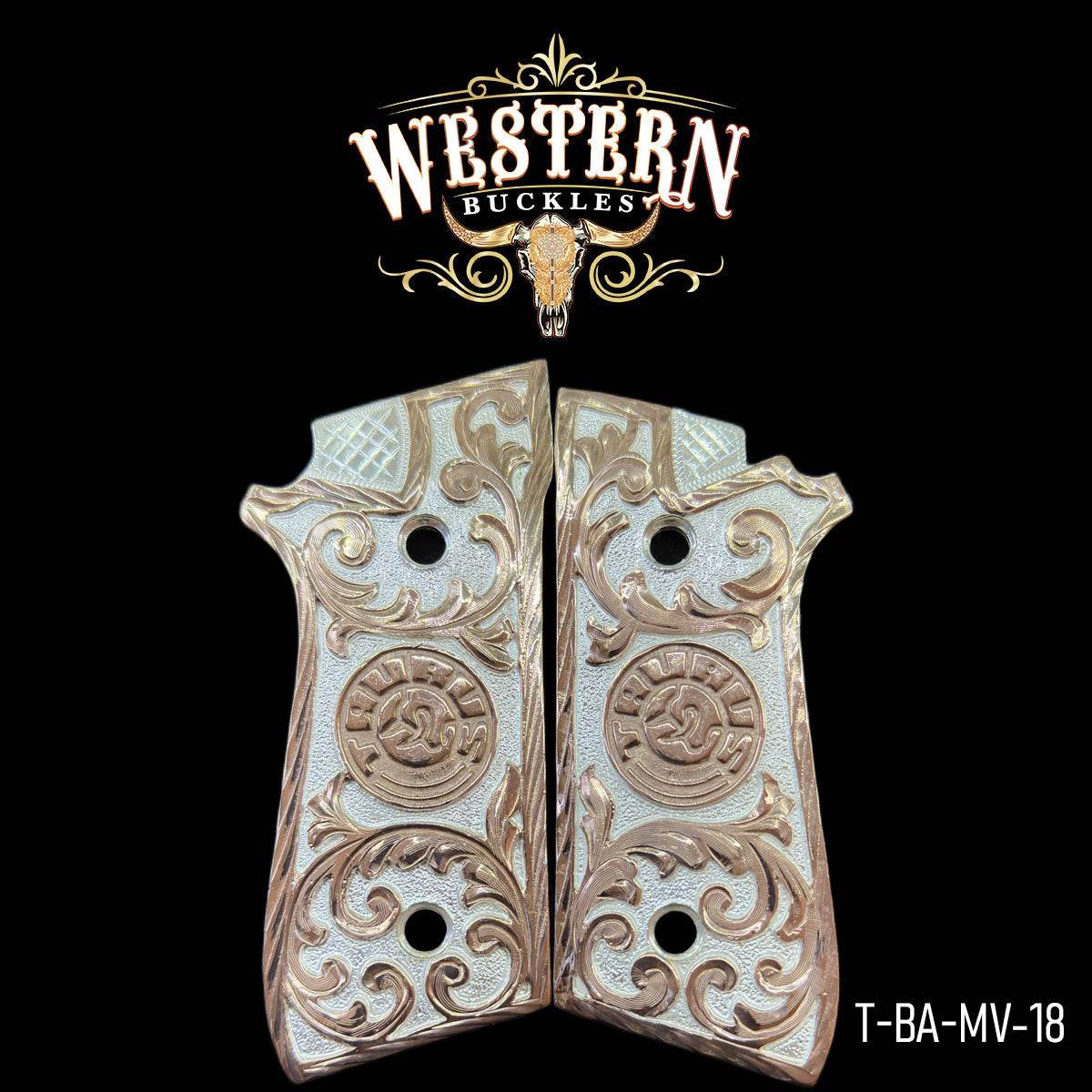 Cacha Taurus Rameado Oro Rosa y Plata - Western Buckles