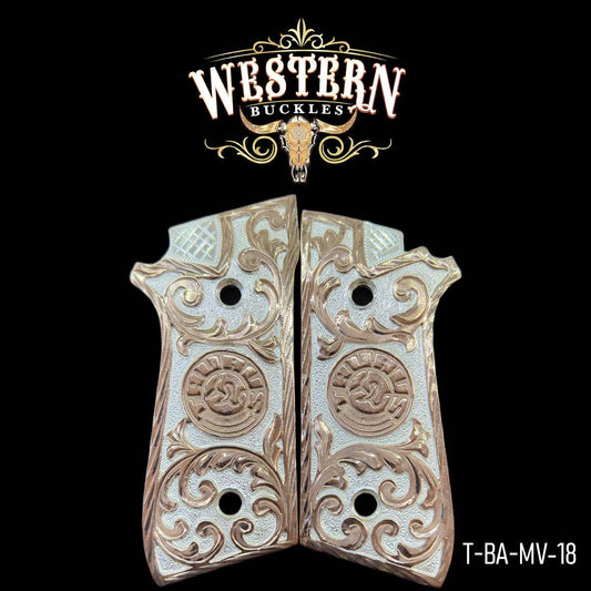 Cacha Taurus Rameado Oro Rosa y Plata - Western Buckles