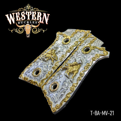 Cachas Taurus PT92 Grips Logo Plata y Oro