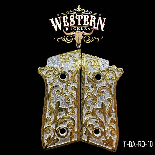 Cacha Taurus Rameada Oro y Plata - Western Buckles