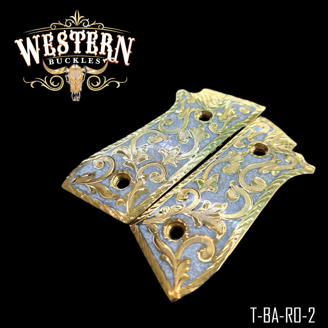 Taurus Cachas — Artisan Resin | 24K Gold Plated — Detail View | Western Buckles Handcrafted | SKU T-BA-RO-2