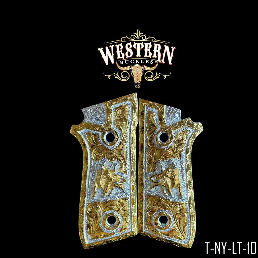 Bull Custom Grips for the Taurus PT — 24K Gold-Plated & Artisan Resin