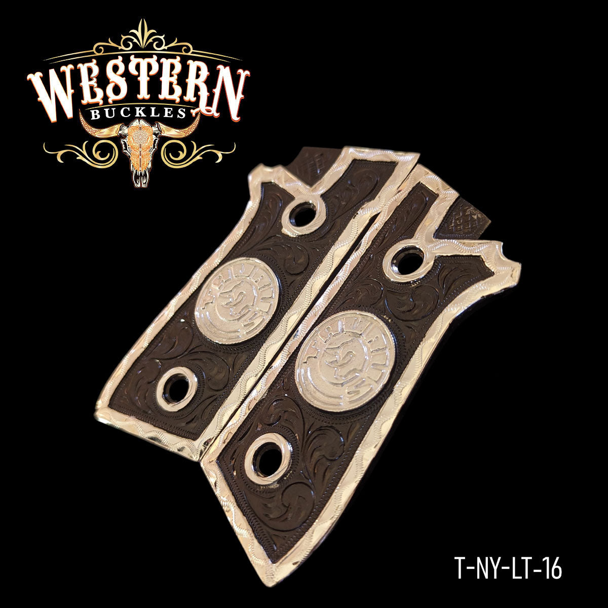 Cachas Taurus Logo Niquel Negro y Plata.