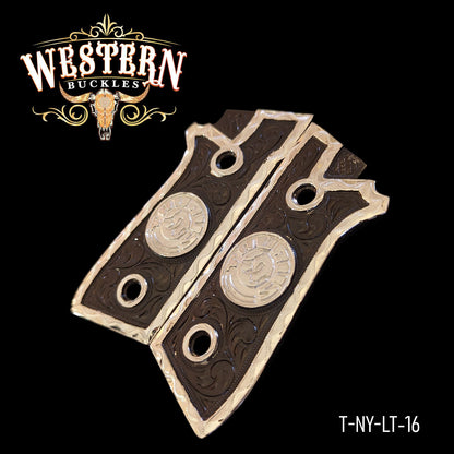 Cachas Taurus Logo Niquel Negro y Plata.