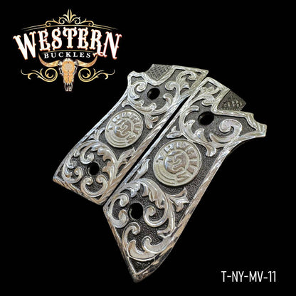 Cacha Taurus PT92 Rameada Logo Niquel - Western Buckles