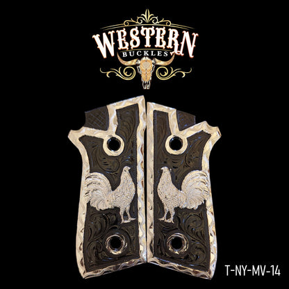 Cachas Taurus Gallo Niquel Negro y Plata. 