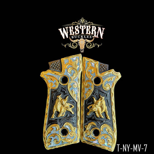 Cachas Taurus Toro Oro y Resina - Western Buckles