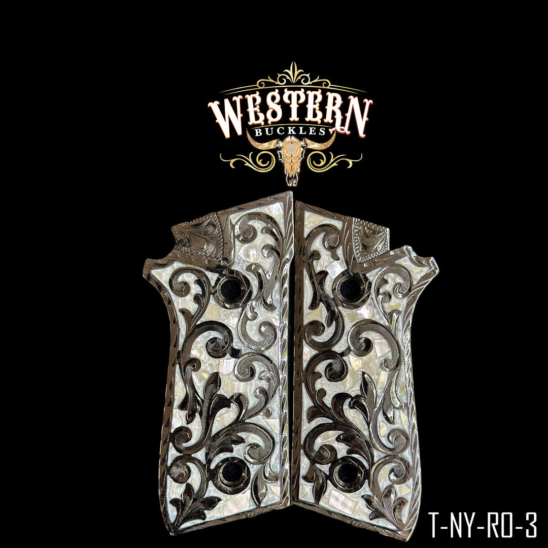Taurus PT92 Gun Grips — Hand-Engraved | Handcrafted by Western Buckles | SKU T-NY-RO-3