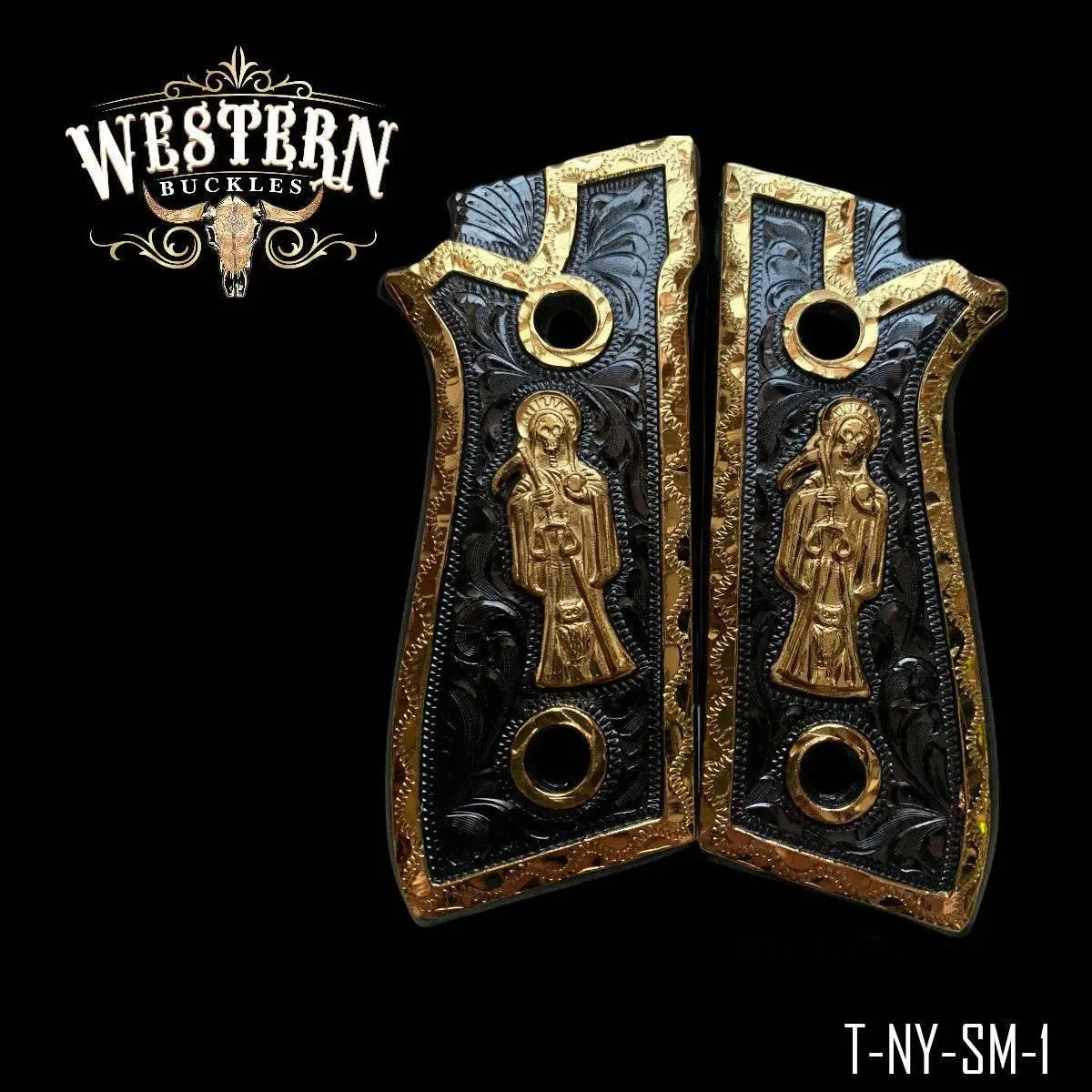 Cacha Taurus Santa Muerte Oro - Western Buckles