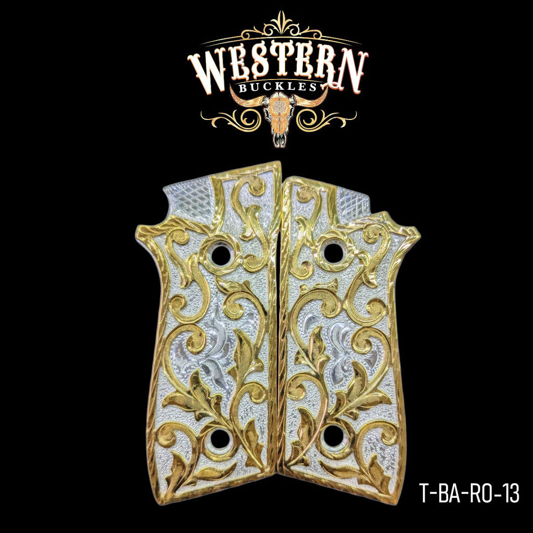 Taurus PT92 Engraved Silver and Gold-The Western Buckles